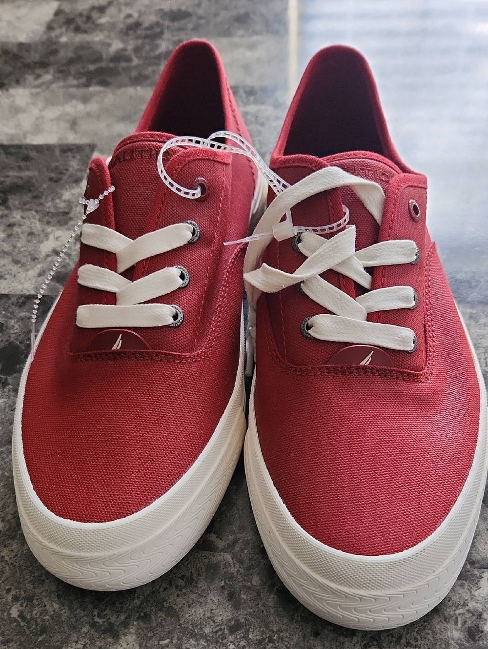Nautica Red Canvas Sneakers with White Soles